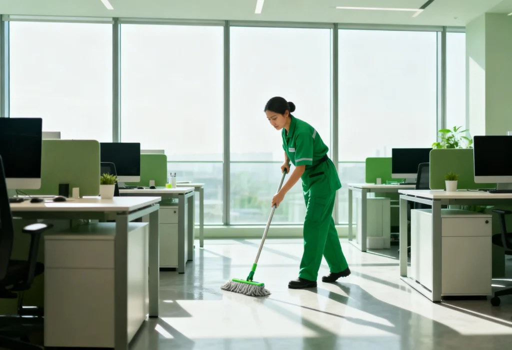freepik a cleaning woman in a green uniform mopping a contemporary office with floortoceiling windows organized desks and pcs pale morning light 0036 freepik a cleaning woman in a green uniform mopping a contemporary office with floortoceiling windows organized desks and pcs pale morning light 0036