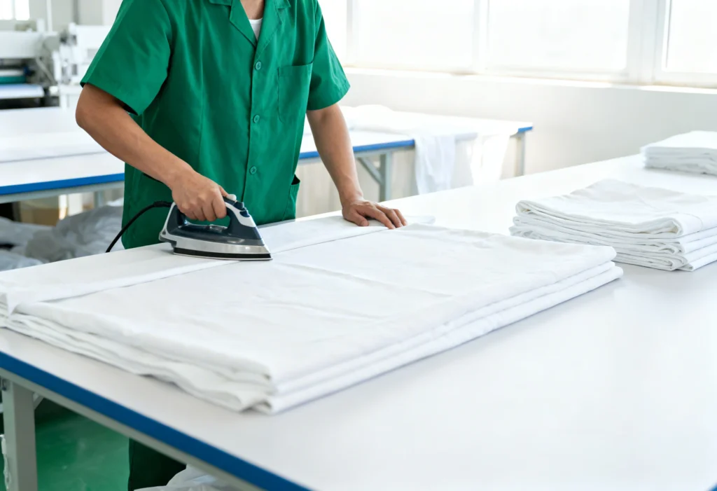 freepik laundry worker wearing green uniform presses and folds white sheets on large ironing table in bright hygienic facility face not visible 0060 freepik laundry worker wearing green uniform presses and folds white sheets on large ironing table in bright hygienic facility face not visible 0060