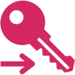 freepik minimalist flat icon door key with arrow indicating quick handover single fuchsia e8336e on white bold simple lines square 0023