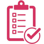 freepik minimalist flat icon fuchsia e8336e simple boldline clipboard with checklist compact calendar icon and clear checkmark white square 0025