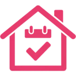 freepik minimalist flat icon house with small calendar and checkmark bold fuchsia e8336e lines white square background 0001