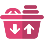 freepik minimalist flat icon laundry basket with outward arrow and inward arrow bold fuchsia e8336e on white no gradients 0063