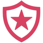 freepik minimalist flat icon shield with central star bold singleline strokes solid fuchsia e8336e white square background 0007