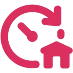 freepik minimalist flat icon simple bold lines single color fuchsia pink e8336e on white background no gradients no shadows no text square format icon style a clock with an arrow going around it 0042