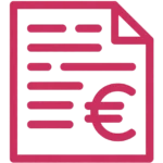 freepik minimalist flat icon simple bold lines single color fuchsia pink e8336e on white background no gradients no shadows no text square format icon style a document with lines of text and a eu 0044