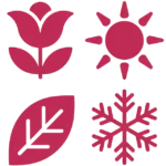 freepik minimalist flat icon singlecolor fuchsia e8336e four seasonal icons flowersunleafsnowflake arranged in circle 0047