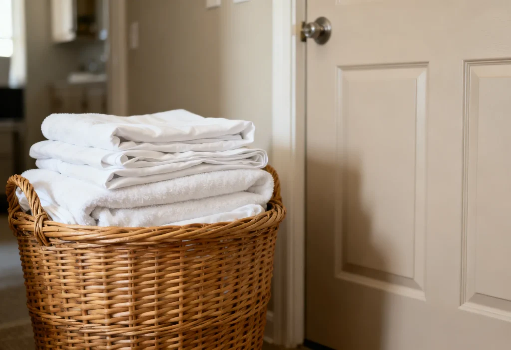 freepik square highquality photo wicker laundry basket with neatly folded white towels and sheets placed next to an apartment door no people 0061 freepik square highquality photo wicker laundry basket with neatly folded white towels and sheets placed next to an apartment door no people 0061