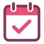 freepik square minimalist smartphone icon showing calendar and checkmark thick fuchsia e8336e strokes no gradients or shadows 0006